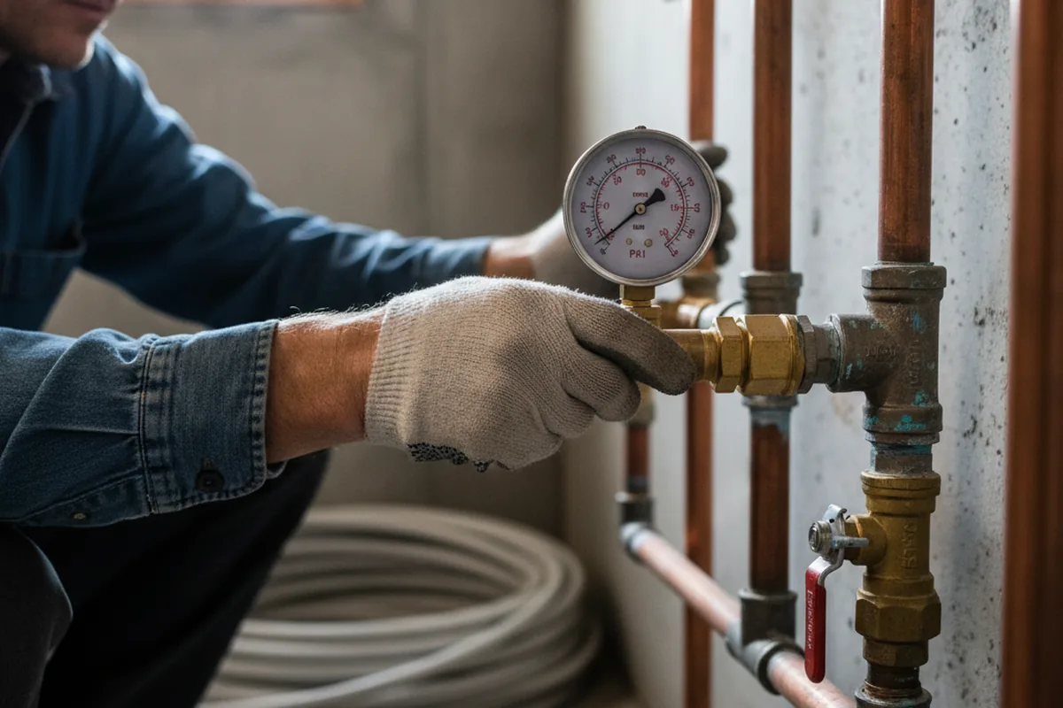 Pressure testing a repaired line during Water Line Repair in Voorheesville